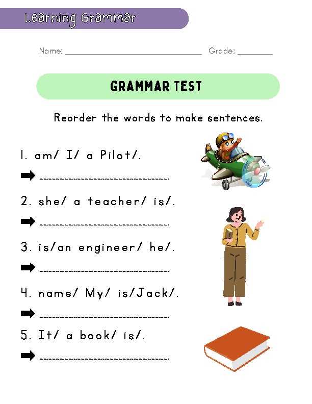 arrange the words to make a sentence worksheet