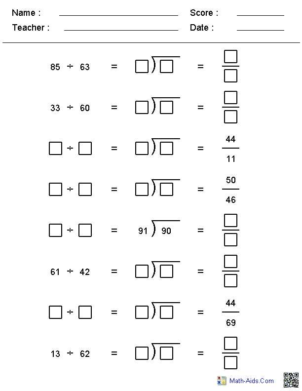 division worksheets simple