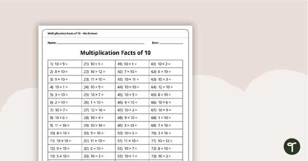 100 multiplication facts worksheet 1 12