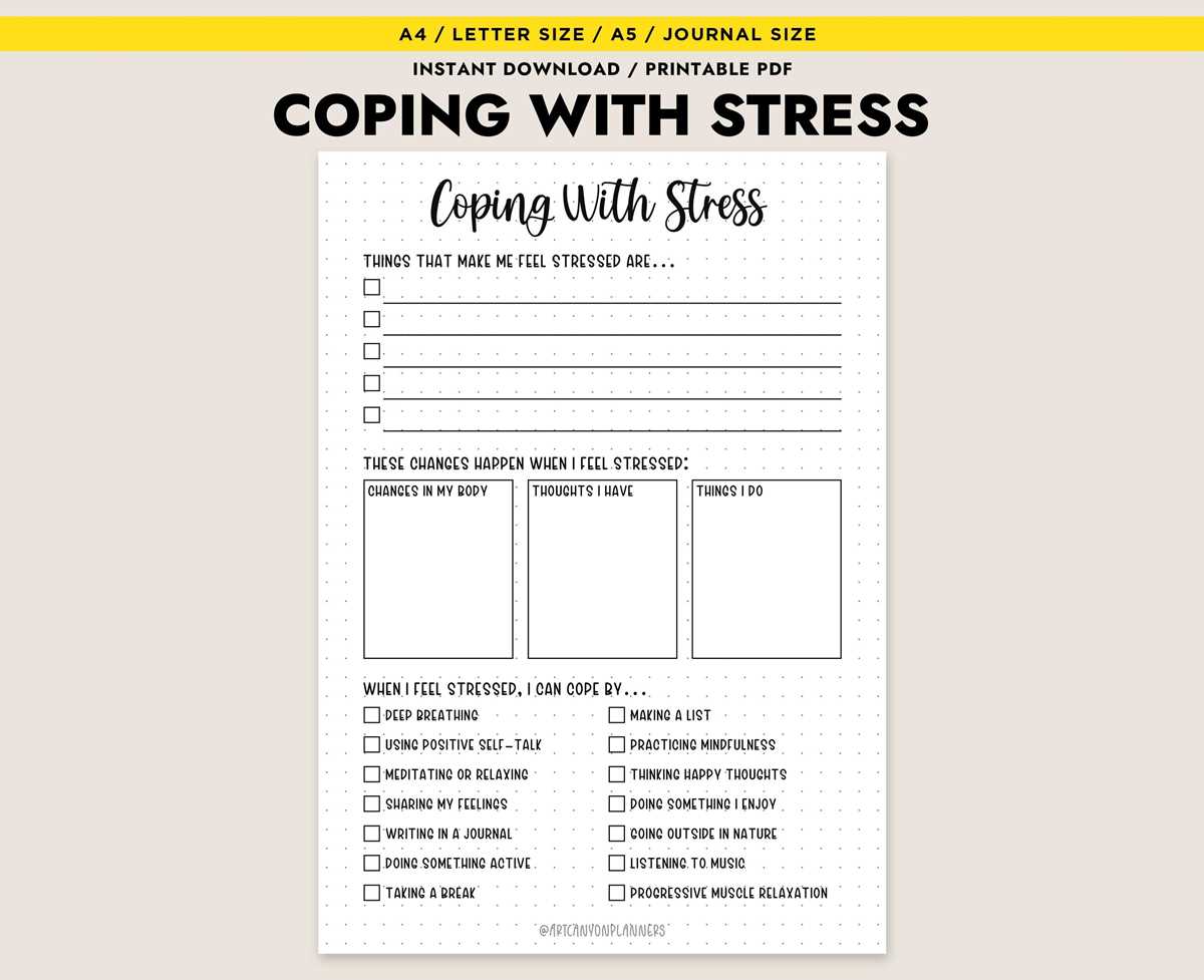 stress reduction worksheets