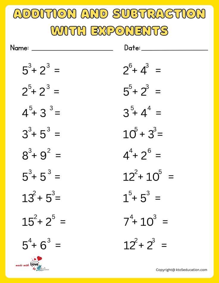 exponents and powers worksheets