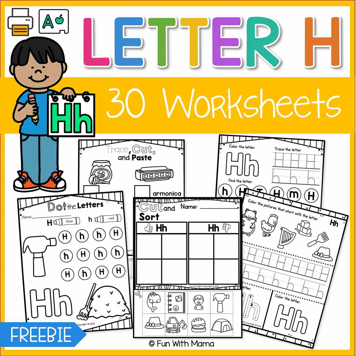 free letter h worksheets