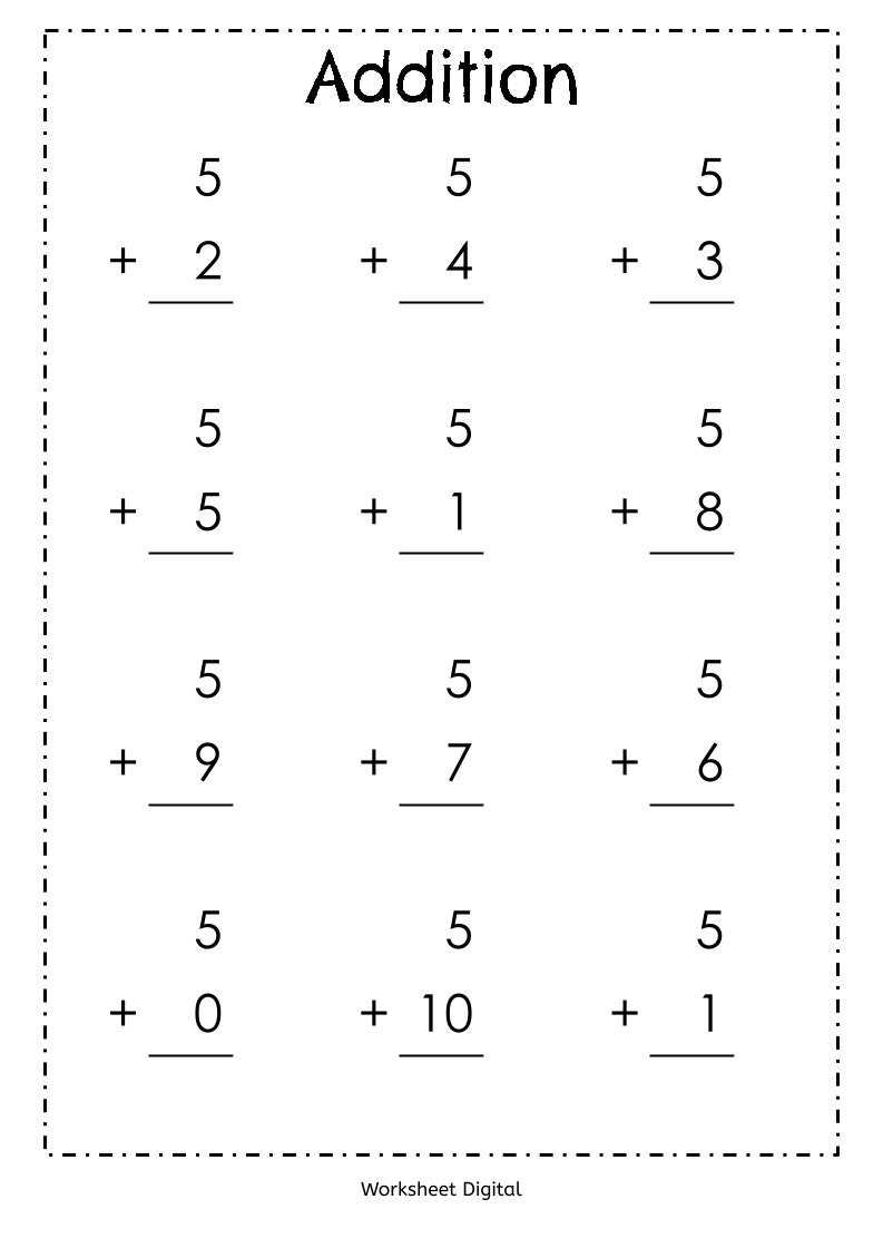 free printable kindergarten math worksheets addition