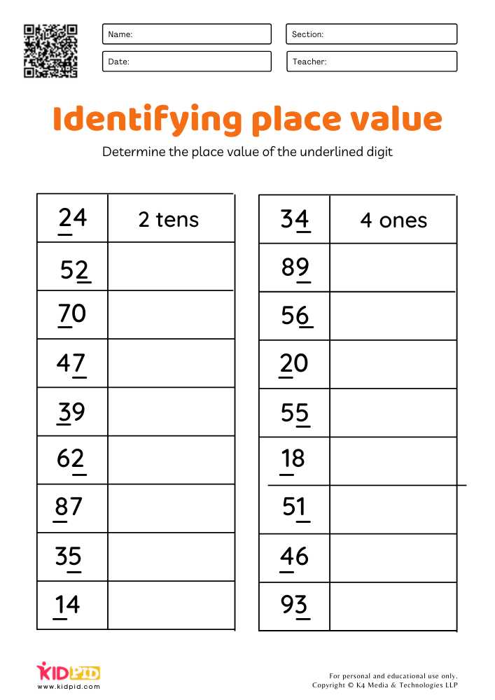 place the value worksheets
