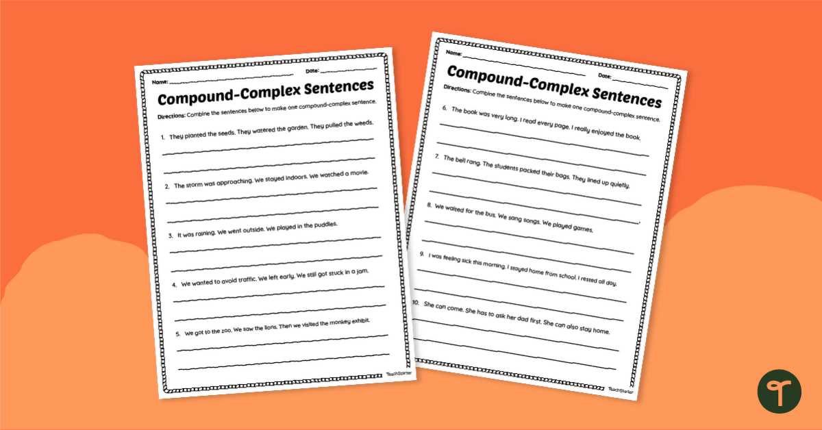compound complex sentences worksheet