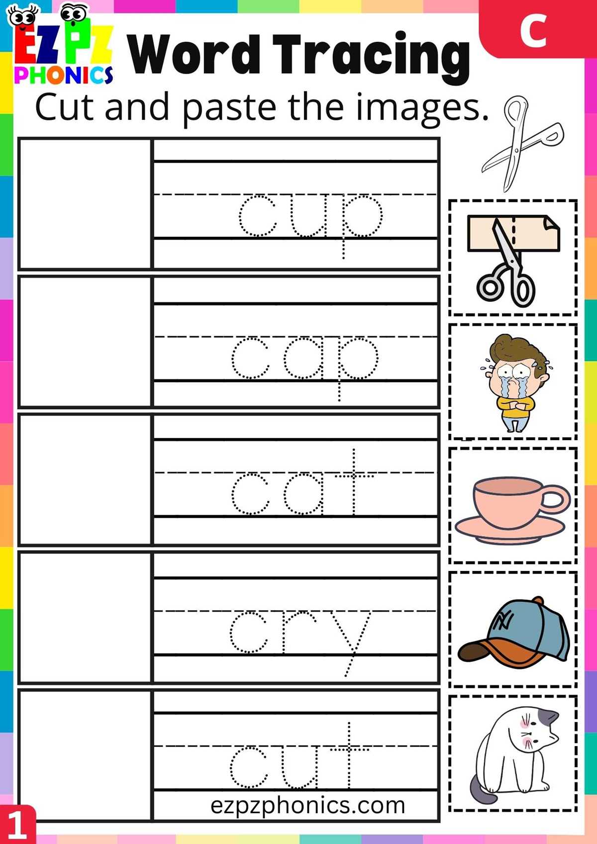 letter c phonics worksheets