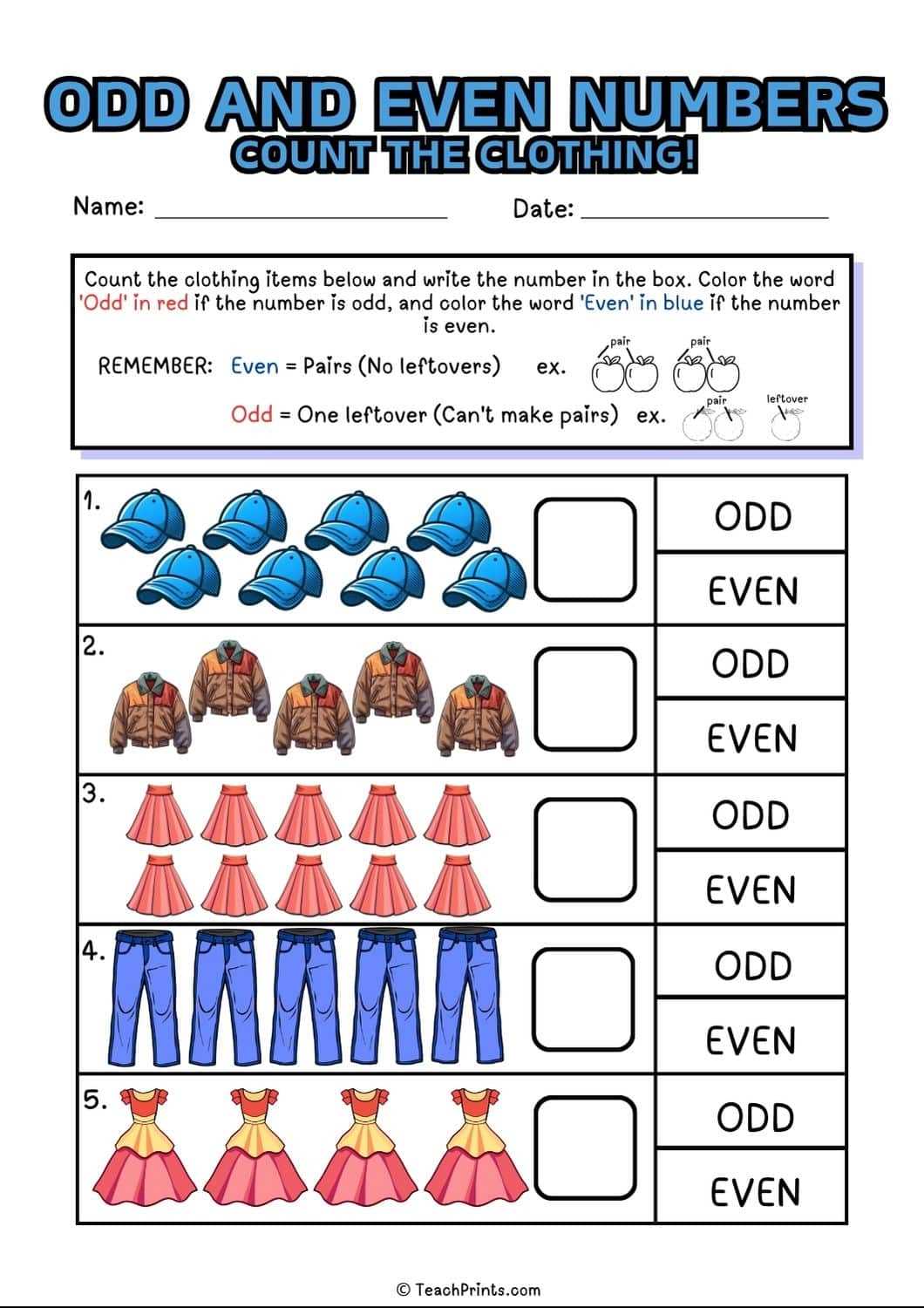 odd even worksheets