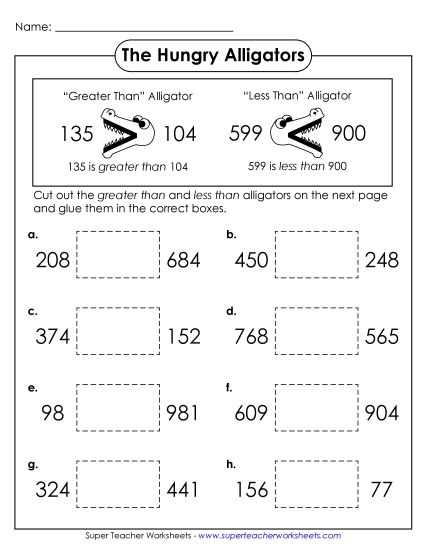 less than greater than equal to worksheets