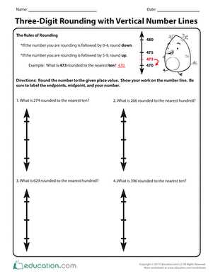 number line rounding worksheets