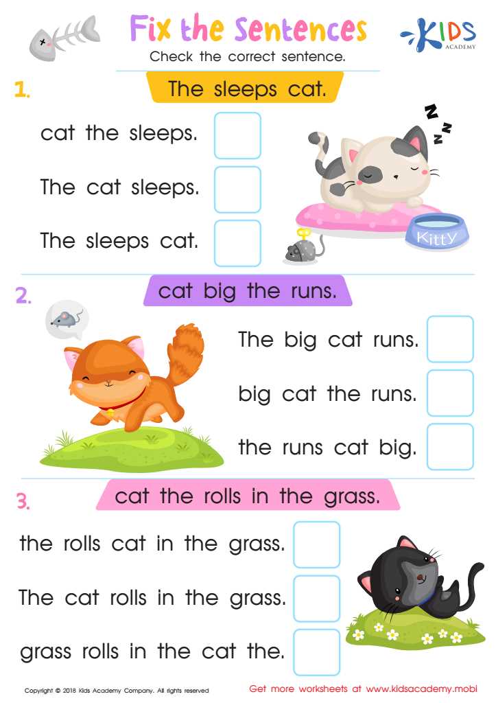correct sentences worksheet