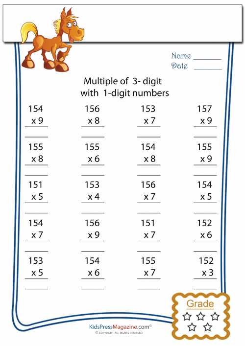 single digit multiplication worksheets