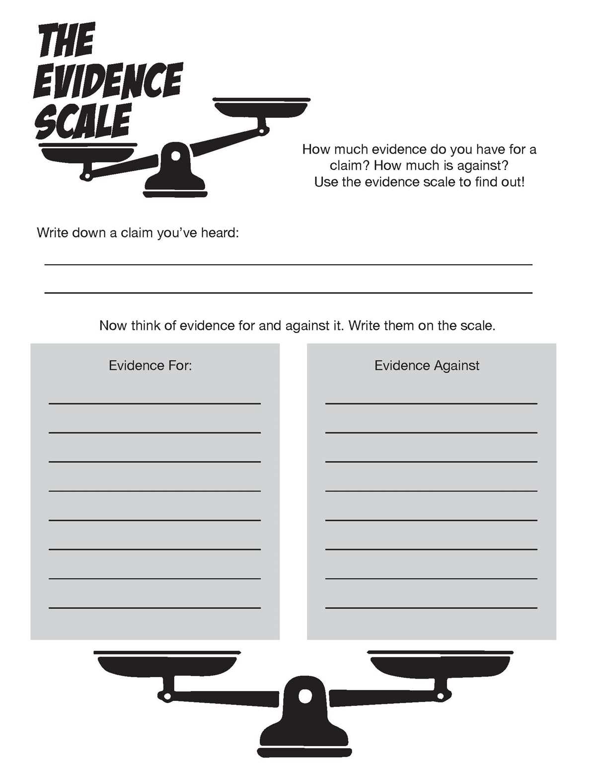 find the evidence worksheet