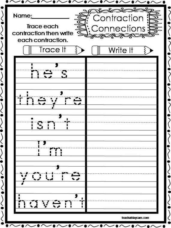 contractions 3rd grade worksheets