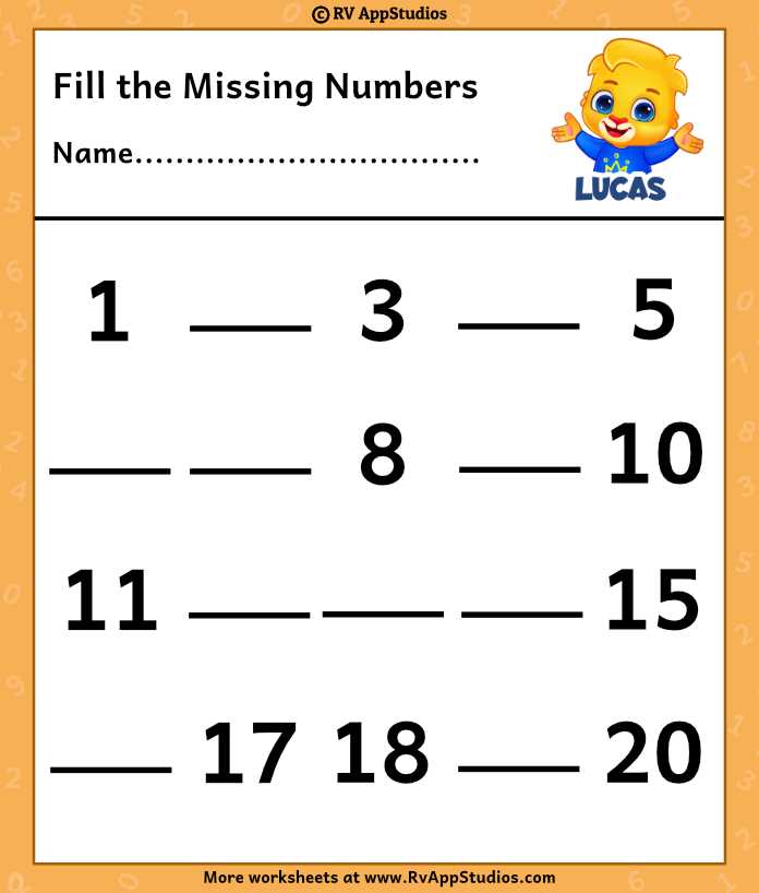 fill in the missing numbers 1 20 worksheets