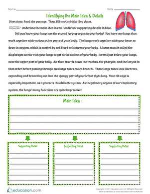 fiction main idea worksheets