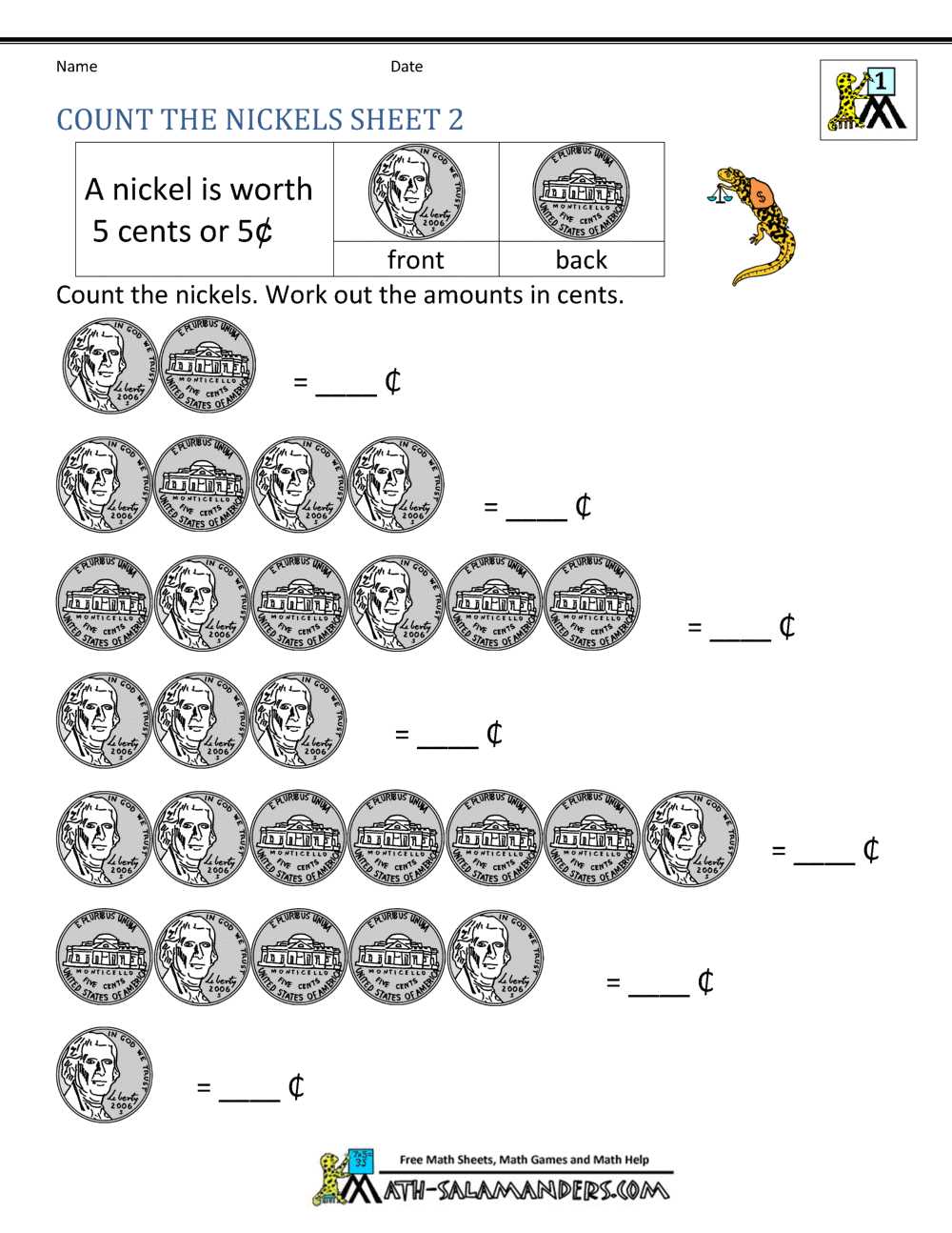 money printable worksheets