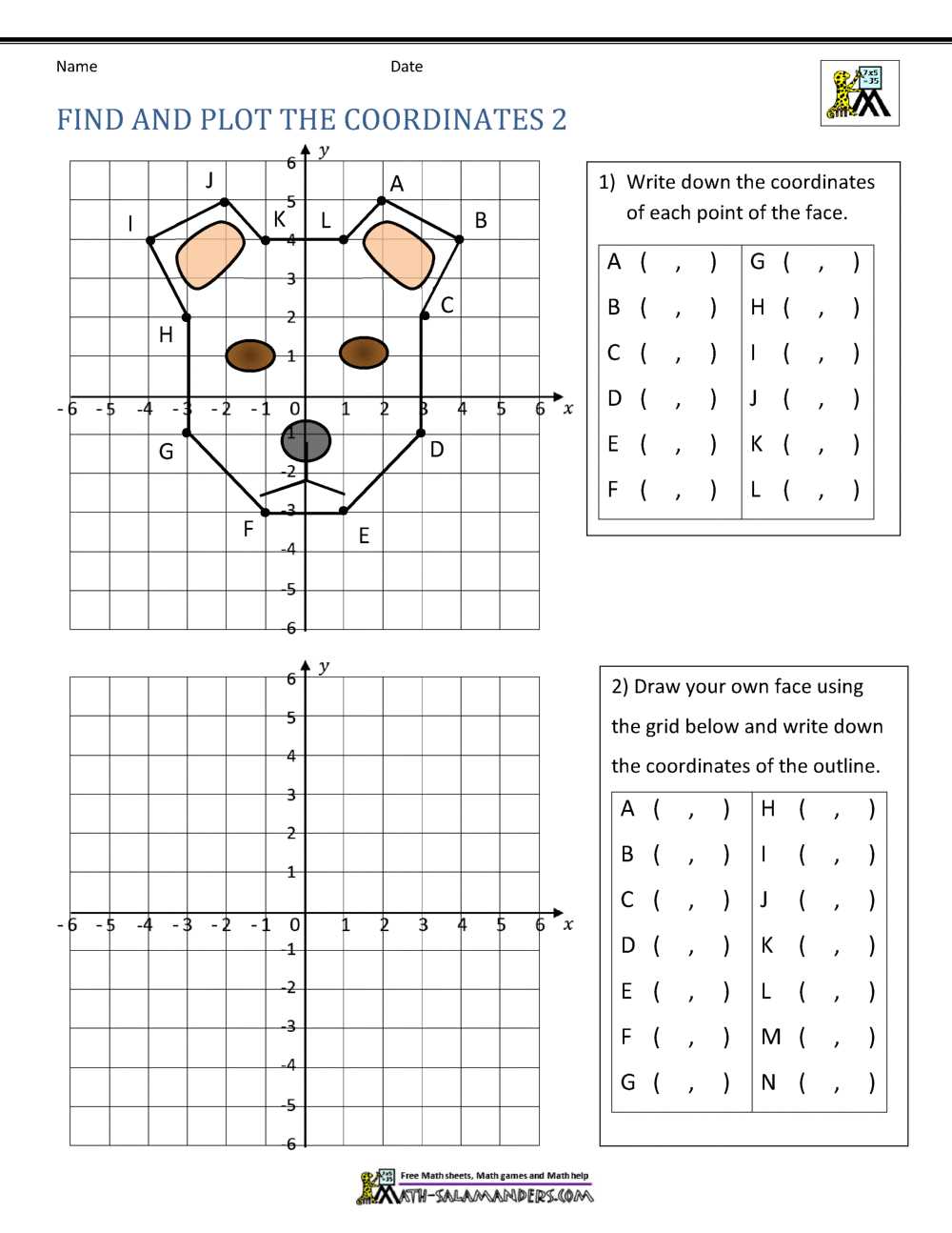 coordinate plane printable worksheets