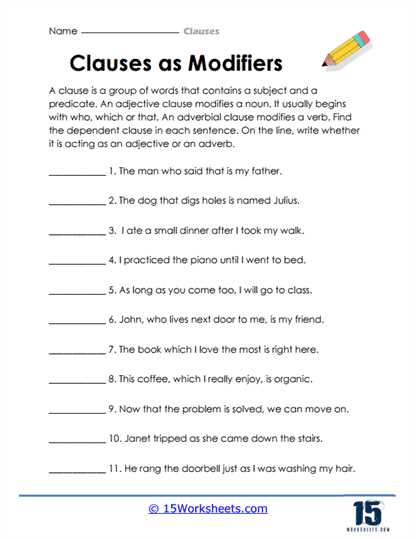 adjective clauses exercises worksheet
