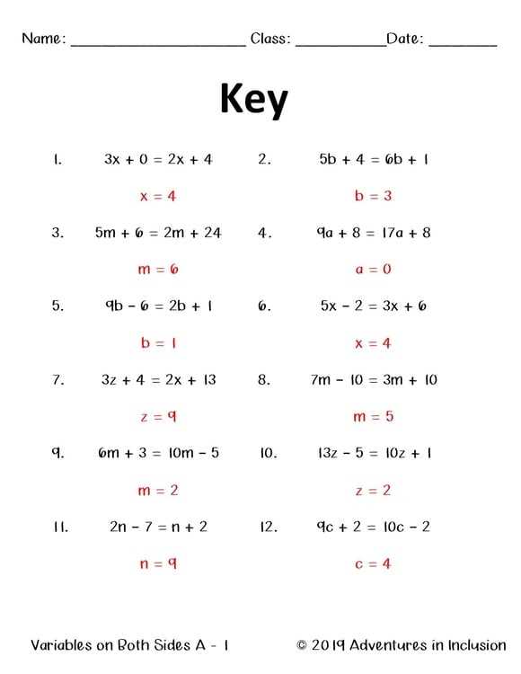 equation with variables on both sides worksheet equation with variables on both sides worksheet