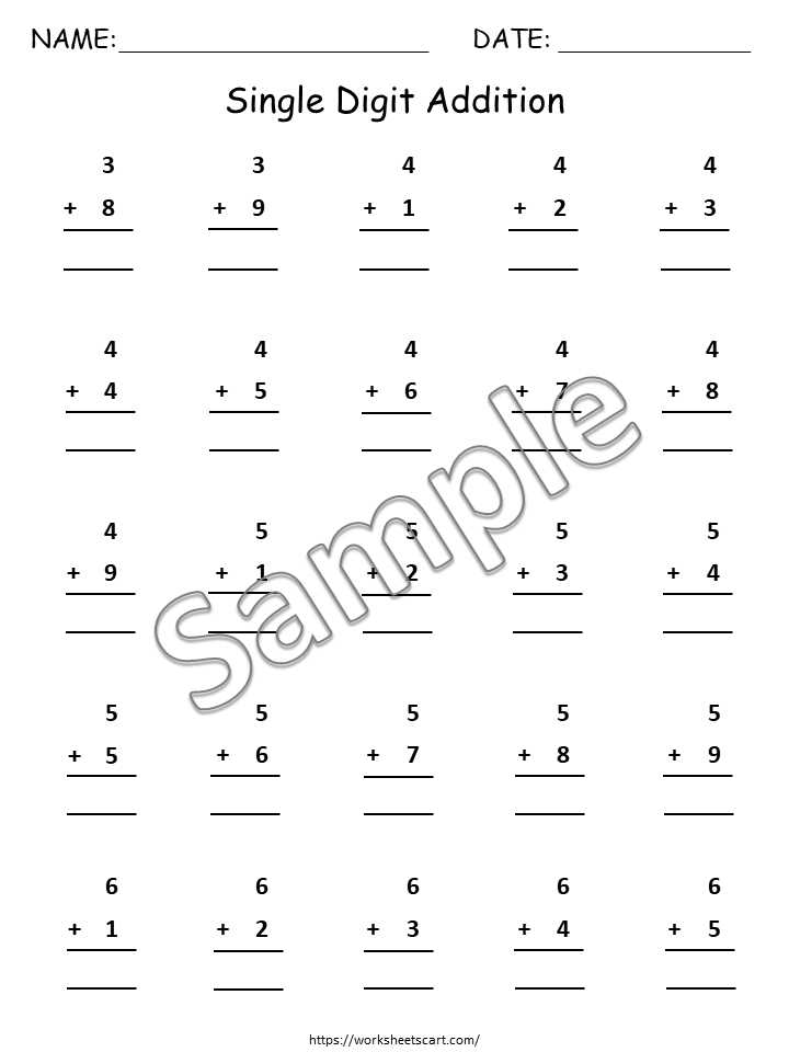 one digit math worksheets