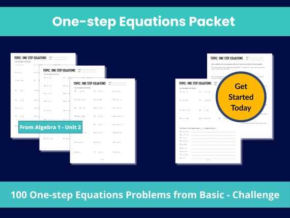 one step algebraic equations worksheet