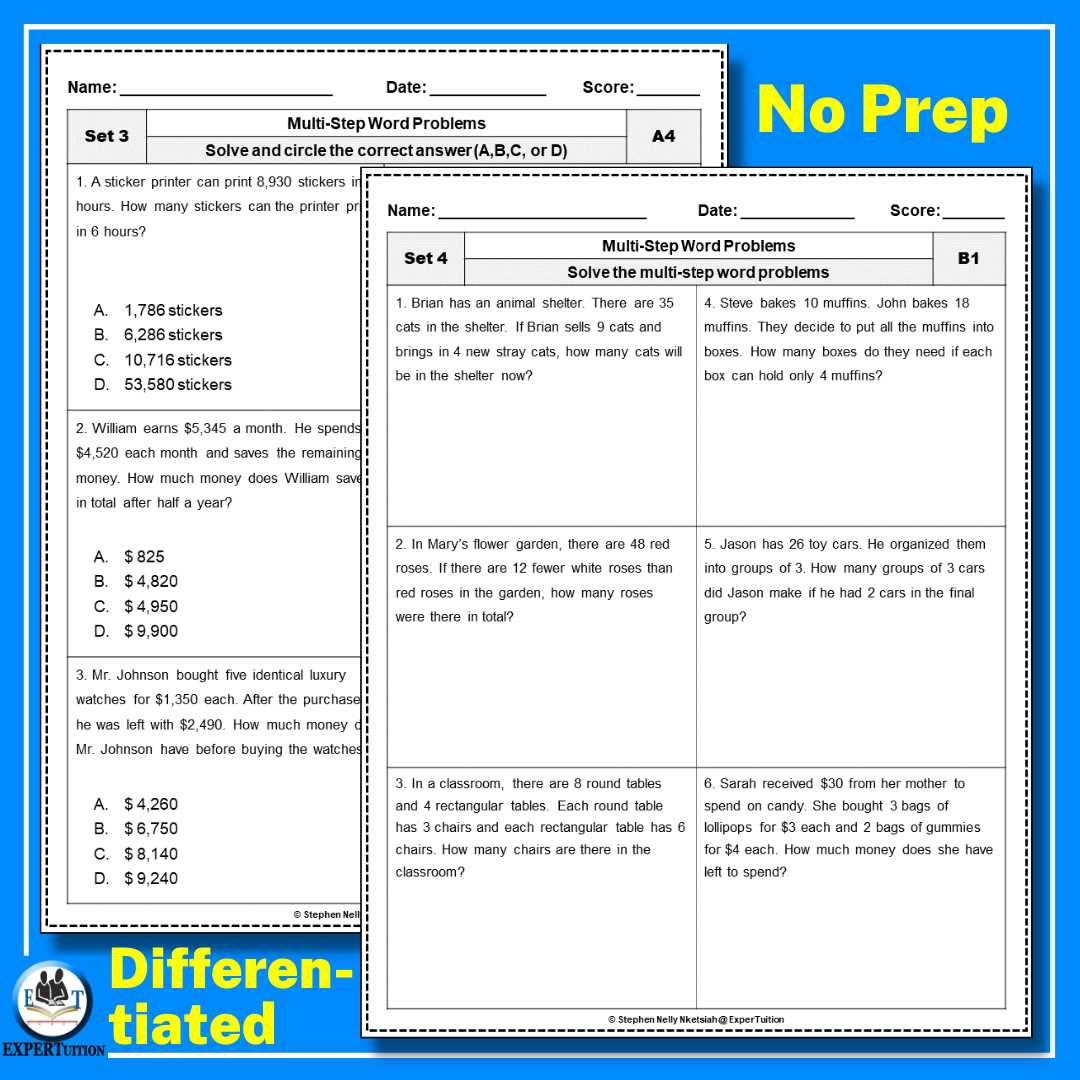 one step word problems worksheet