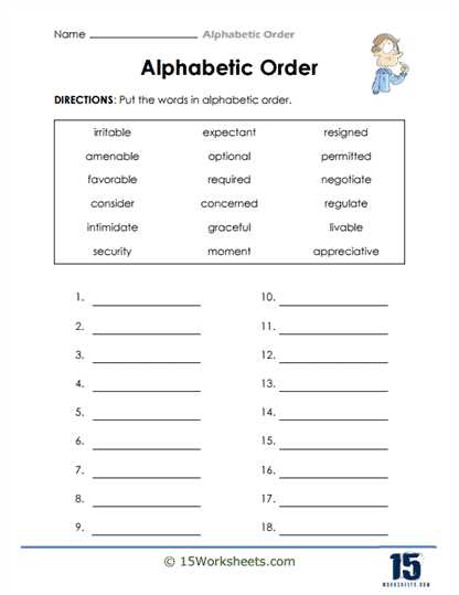 alphabetizing names worksheets