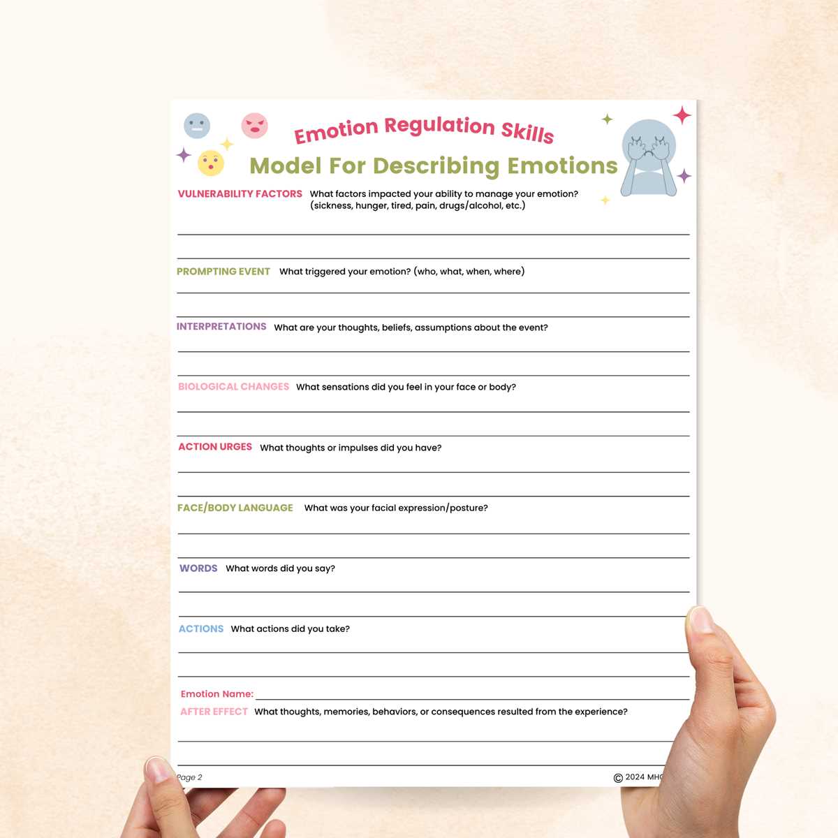 dbt worksheets emotional regulation