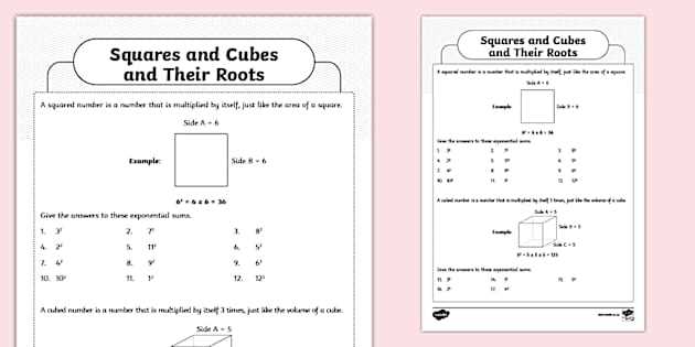 cube roots worksheet