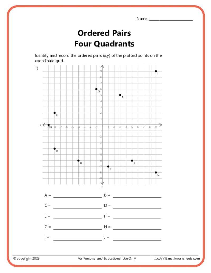 coordinate plane printable worksheets