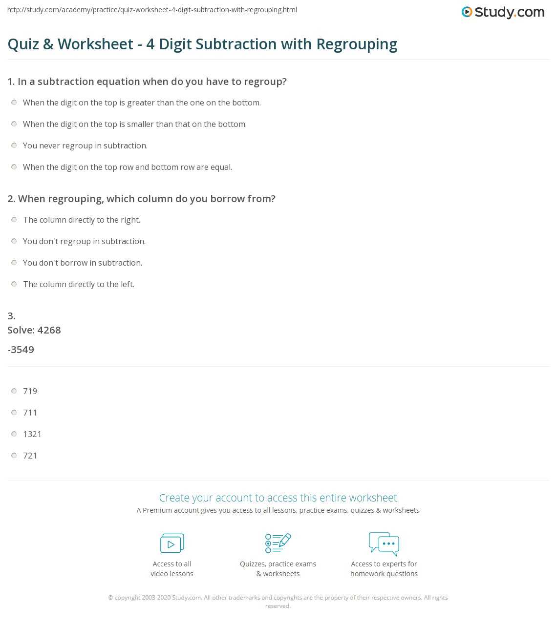four digit subtraction with regrouping worksheets