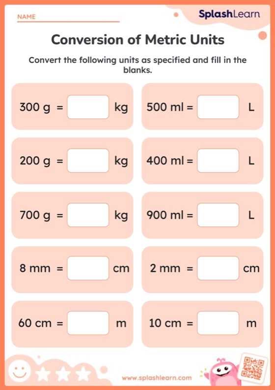 converting metrics worksheet