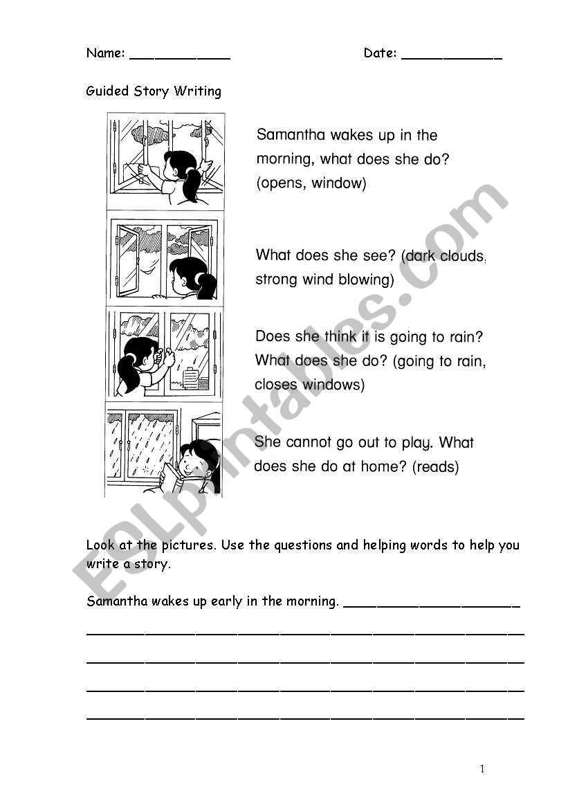 worksheet of story writing