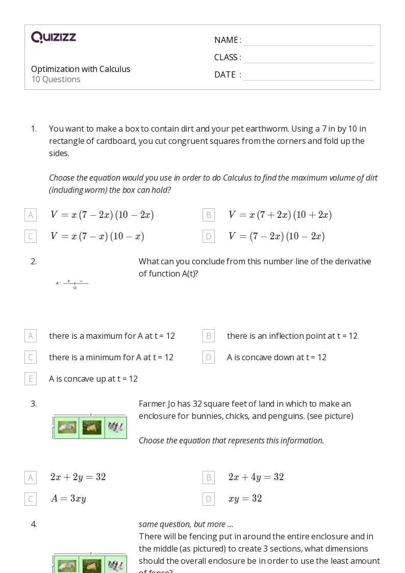 optimization worksheet