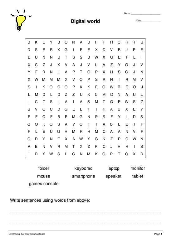 computer worksheets for students