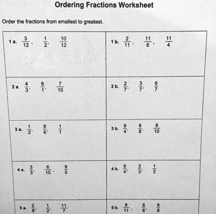 ordering fractions worksheet