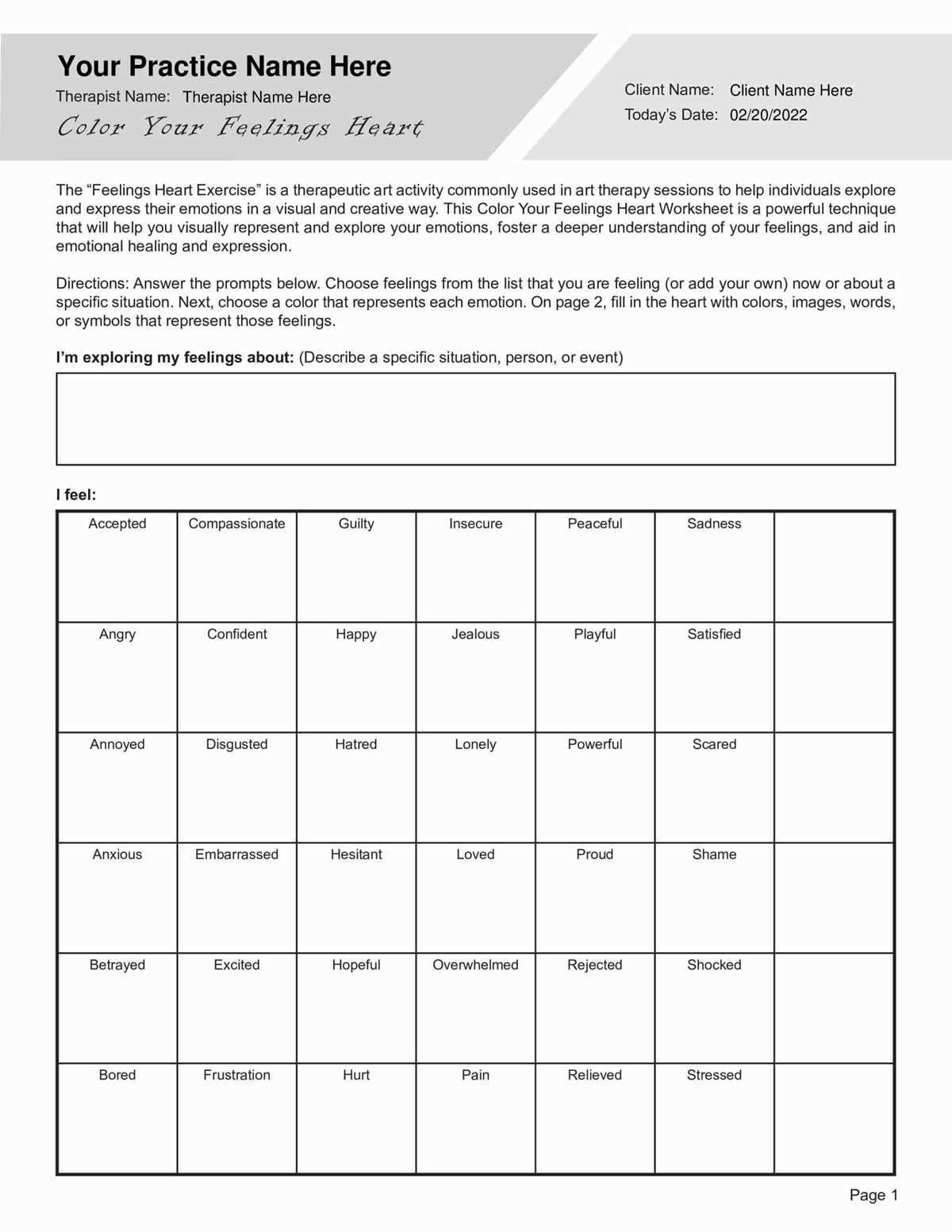 therapy art worksheets