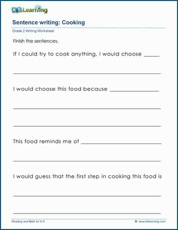 cooking worksheets