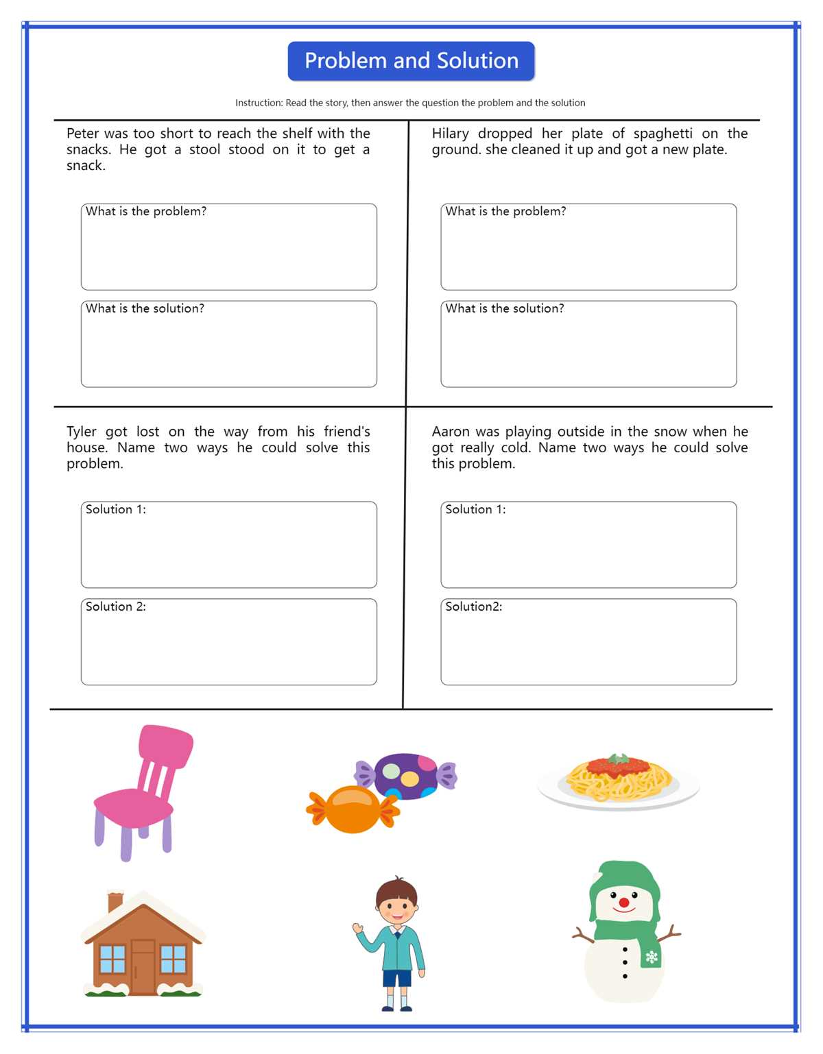 problem and solution worksheets