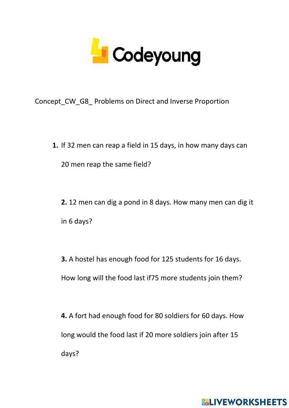 direct and indirect variation word problems worksheet