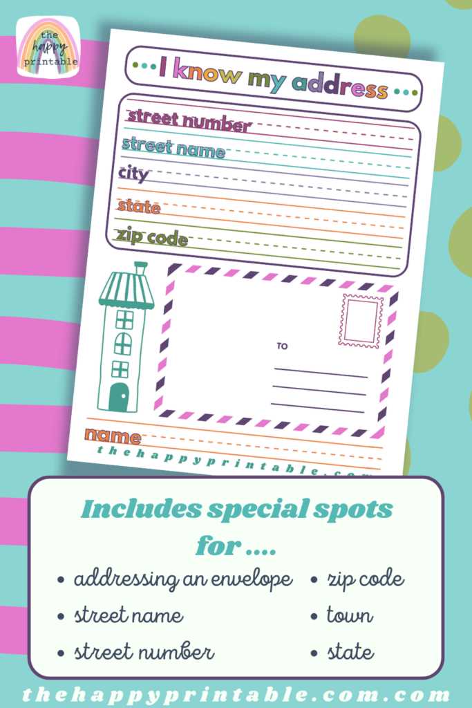 i know my address worksheet