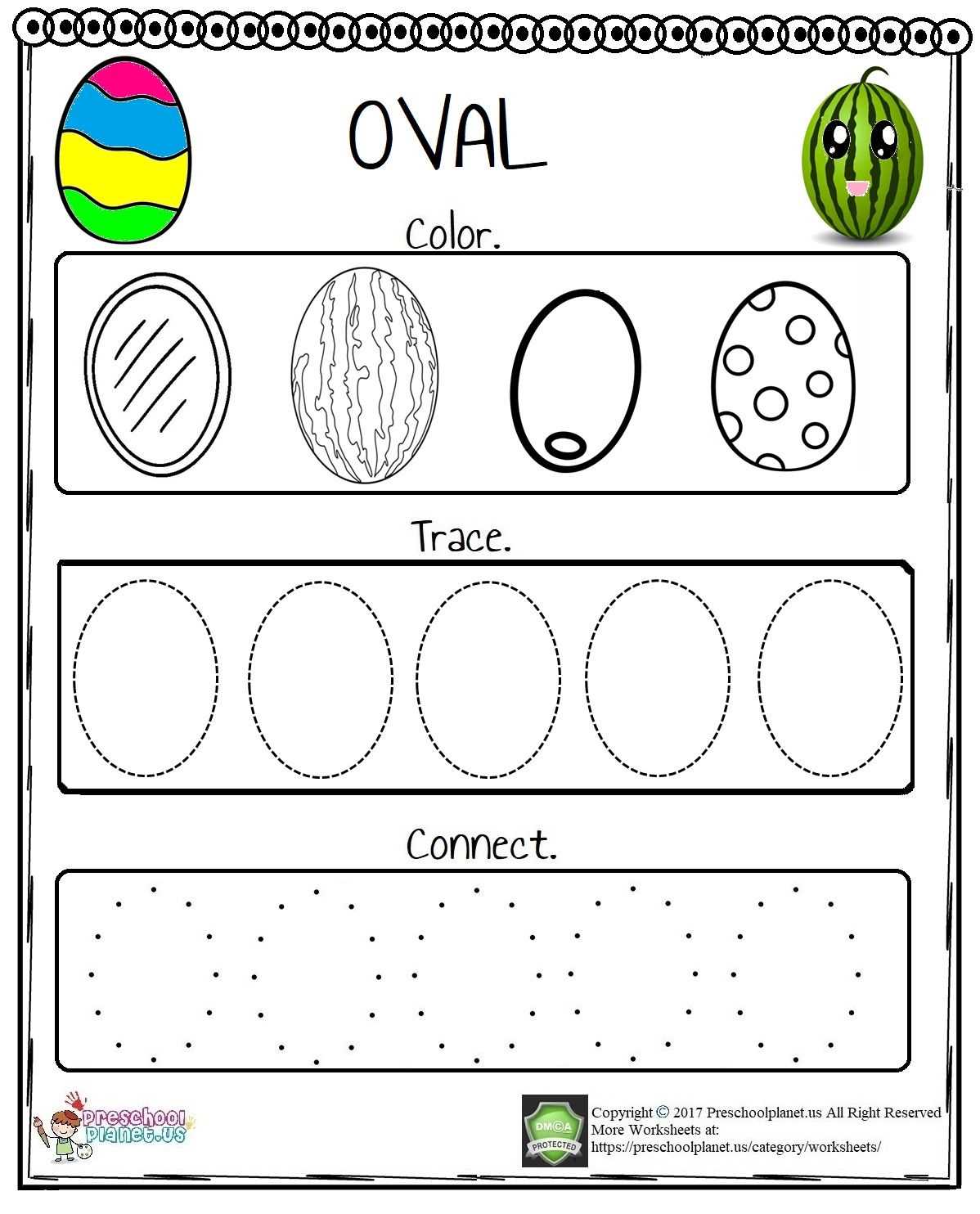 oval worksheet for preschool