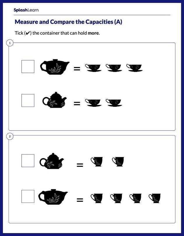 estimate and measure capacity worksheets