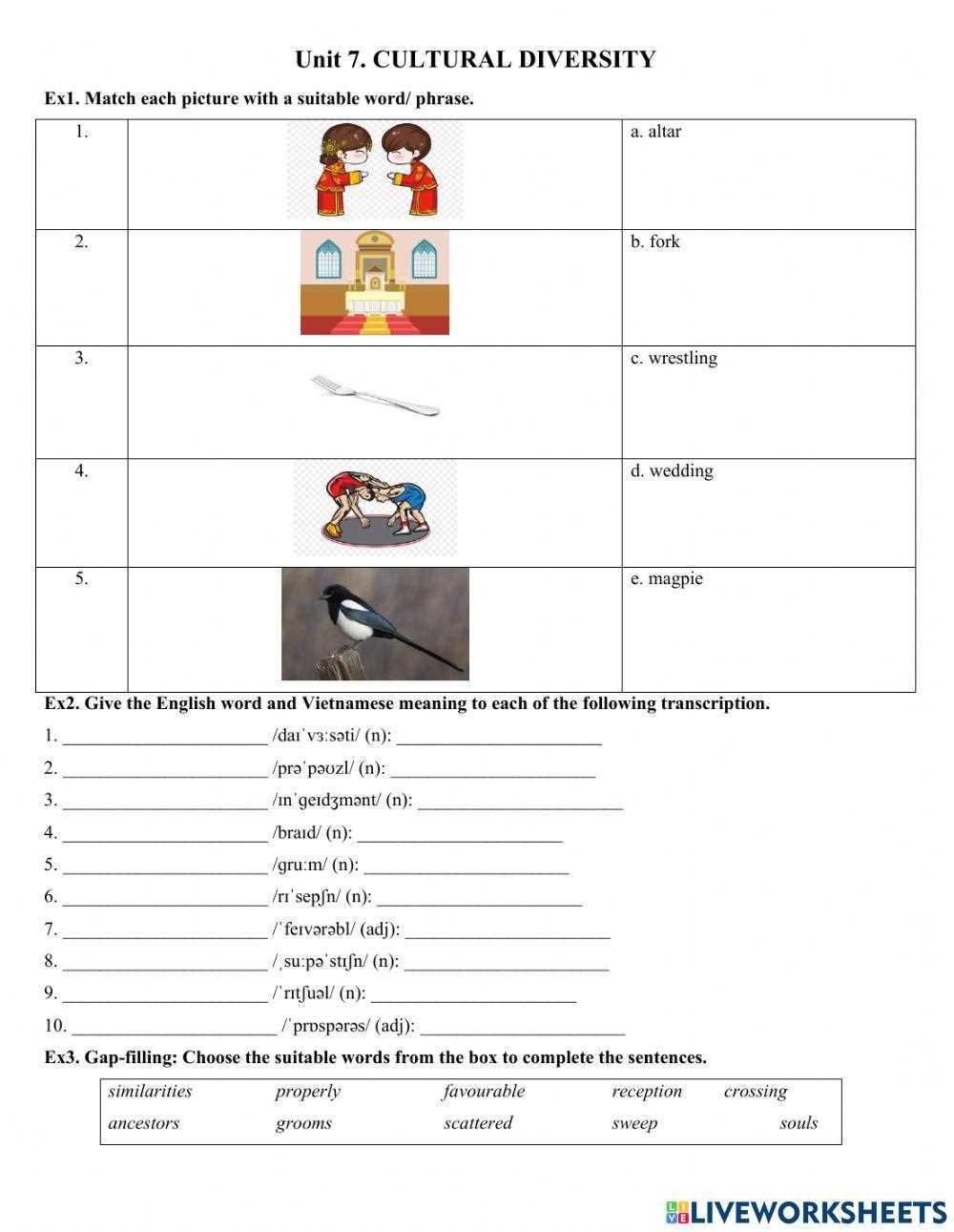 diversity inventory worksheet
