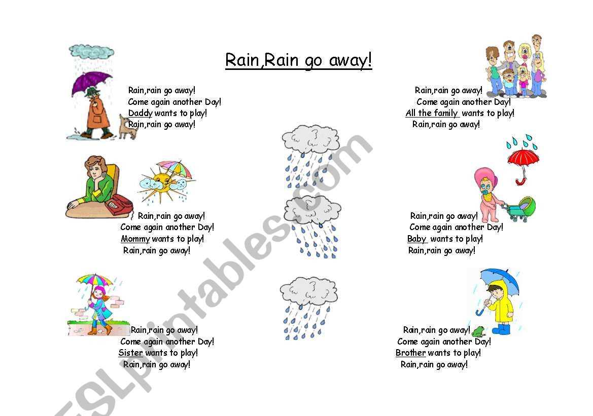 come on rain worksheets