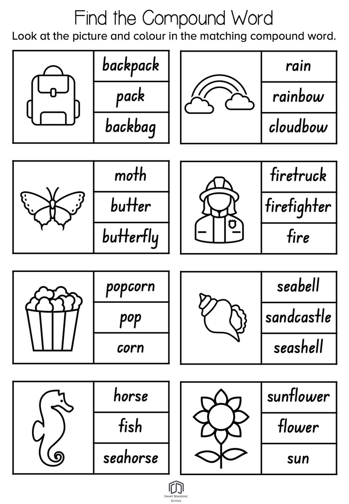 compound words worksheets for kindergarten