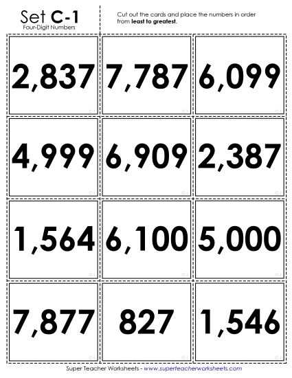 4 digit ascending and descending order worksheets