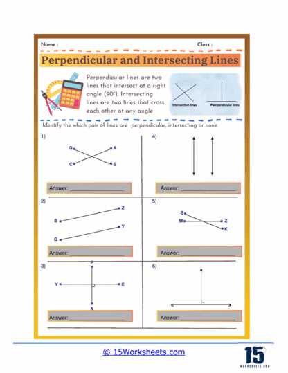 parallel perpendicular intersecting lines worksheet