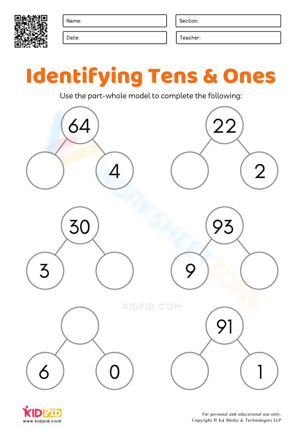 parts of a whole worksheet