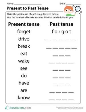 past tense worksheet